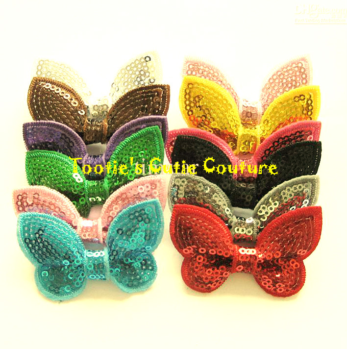 Embroideried sequin bows Girls' hair bows